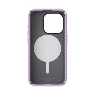 Straight-on view of inside of phone case.#color_spring-purple-cloudy-grey