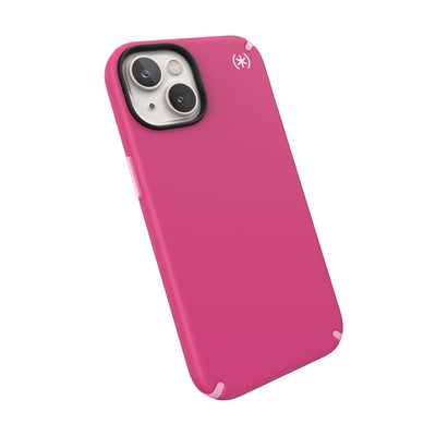 Tilted three-quarter angled view of back of phone case#color_digital-pink-blossom-pink