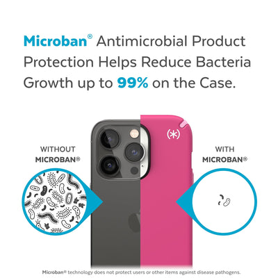 Back view, half without case, other with case, less germs on case - Microban antimicrobial product protection helps reduce bacteria growth up to 99% on the case.#color_digital-pink-blossom-pink