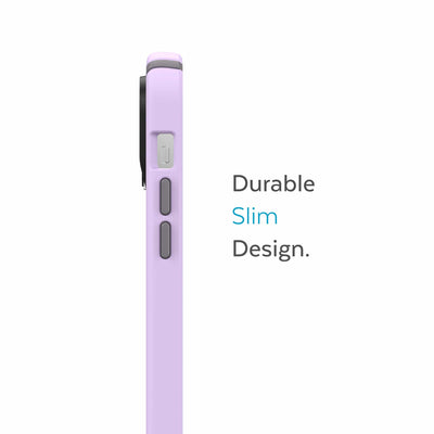 Side view of phone case - Durable slim design.#color_spring-purple-cloudy-grey