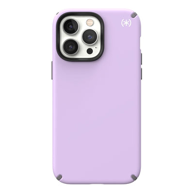 View of the back of the phone case from straight on#color_spring-purple-cloudy-grey