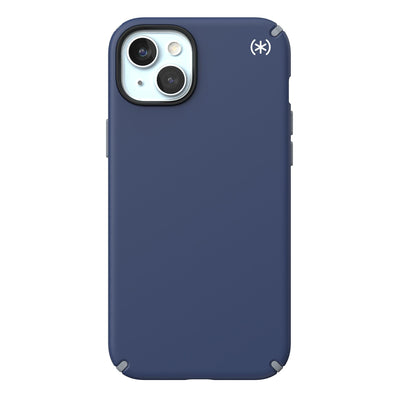 View of the back of the phone case from straight on.#color_coastal-blue-dust-grey