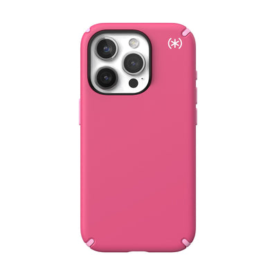 View of the back of the phone case from straight on.#color_digital-pink-blossom-pink