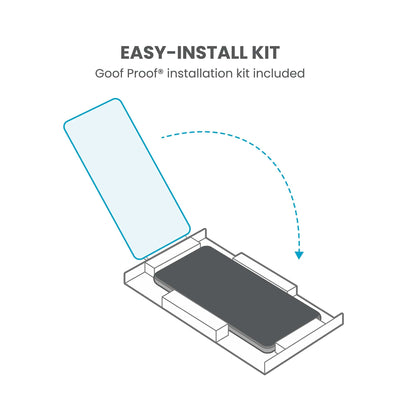 Illustration of installation of ShieldView Glass - Easy-install kit; Goof Proof installation kit included.