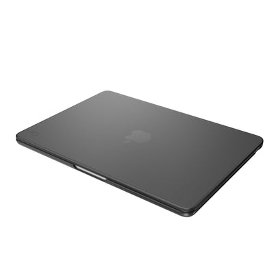 Three-quarter view of the front of the MacBook with the laptop closed.#color_obsidian