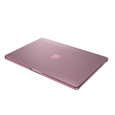 Three-quarter view of the front of the MacBook with the laptop closed.#color_crystal-pink