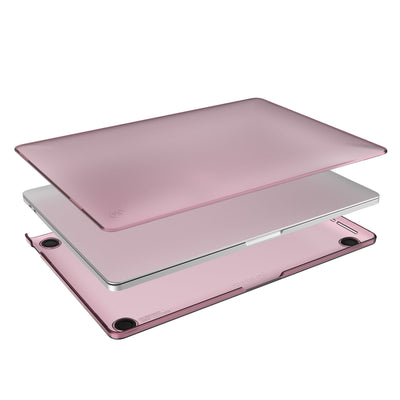 Computer case shown in layers, fitting on top and bottom of the MacBook.#color_crystal-pink