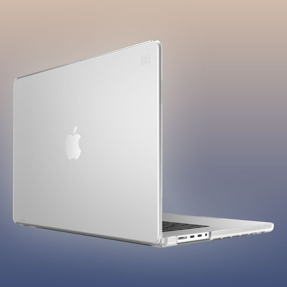 Three-quarter angle of MacBook Pro 16-inch (2021-2023) in a SmartShell Clear case