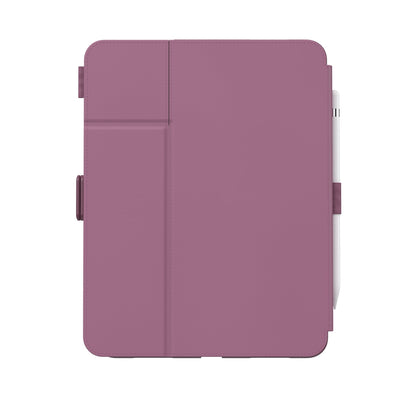 Straight-on view of the back of the case, with folio closed.#color_plumberry-purple-crushed-purple-crepe-pink
