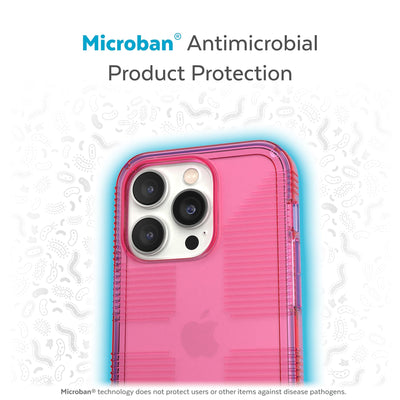 Back view of phone case with halo protecting it from bacteria - Microban antimicrobial product protection.#color_dream-pink-tint
