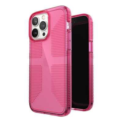 Three-quarter view of back of phone case simultaneously shown with three-quarter front view of phone case#color_dream-pink-tint