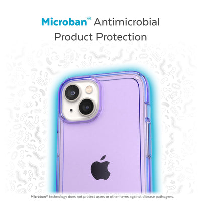 Back view of phone case with halo protecting it from bacteria - Microban antimicrobial product protection.#color_amethyst-tint