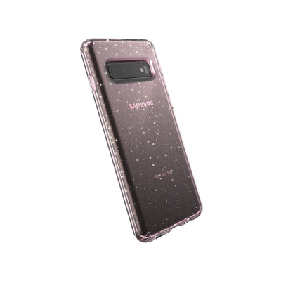 Speck Galaxy S10 Bella Pink with Gold Glitter Presidio Clear + Glitter Galaxy S10 Cases Phone Case