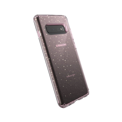 Speck Galaxy S10+ Bella Pink with Gold Glitter Presidio Clear + Glitter Galaxy S10+ Cases Phone Case