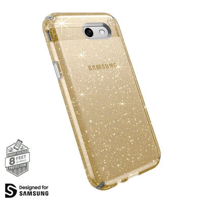 Speck Galaxy J3 Emerge Clear/Gold Glitter Presidio Clear + Glitter Samsung Galaxy J3 Emerge Cases Phone Case