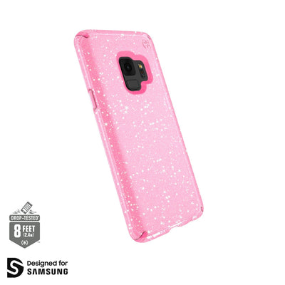 Speck Galaxy S9 Bella Pink with Gold Glitter Presidio Clear + Glitter Samsung Galaxy S9 Cases Phone Case