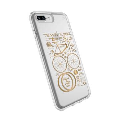 Speck iPhone 8 Plus City Bike Metallic Gold Yellow Presidio Clear + Print iPhone 8/7/6s Plus Cases Phone Case