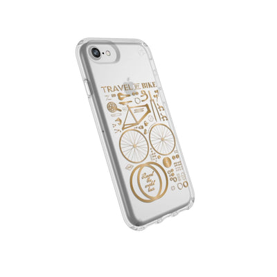 Speck iPhone SE/iPhone 8 City Bike Metallic Gold Yellow Presidio Clear + Print iPhone SE (2020) / iPhone 8 Cases Phone Case