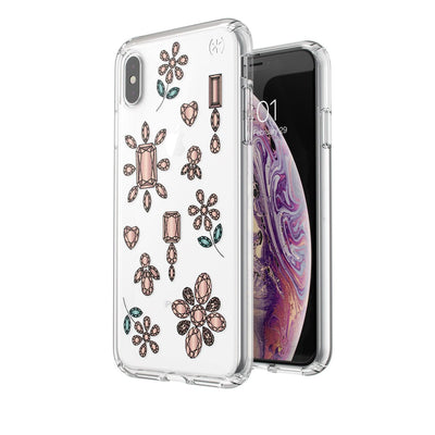 Speck iPhone XS Max Dancing Diamonds Peach Gold/Clear Presidio Clear + Print iPhone XS Max Cases Phone Case
