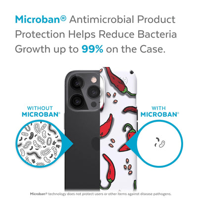 Back view, half without case, other with case, less germs on case - Microban antimicrobial product protection helps reduce bacteria growth up to 99%.#color_spice-it-up
