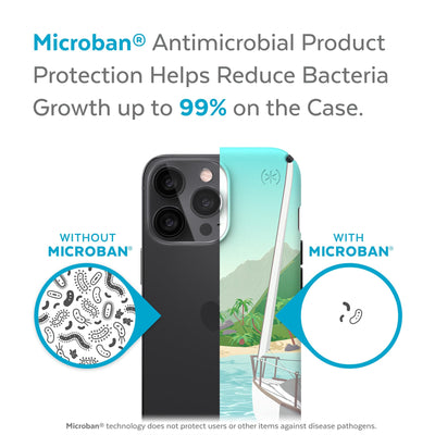 Back view, half without case, other with case, less germs on case - Microban antimicrobial product protection helps reduce bacteria growth up to 99%.#color_sailing-away