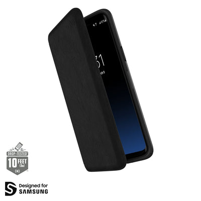 Speck Galaxy S9 Plus Black/Black Presidio Folio Leather Samsung Galaxy S9+ Cases Phone Case