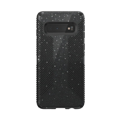 Speck Galaxy S10 Obsidian Black with Silver Glitter/Black Presidio Grip + Glitter Galaxy S10 Cases Phone Case