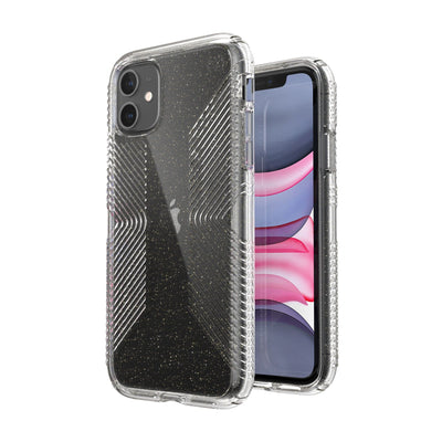 Speck iPhone 11 Clear with Gold Glitter/Clear Presidio Perfect-Clear Glitter + Grips iPhone 11 Cases Phone Case