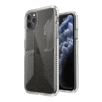 Speck iPhone 11 Pro Max Clear with Gold Glitter/Clear Presidio Perfect-Clear Glitter + Grips iPhone 11 Pro Max Cases Phone Case