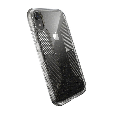 Speck iPhone XR Clear with Gold Glitter/Clear Presidio Perfect-Clear Glitter + Grips iPhone XR Cases Phone Case