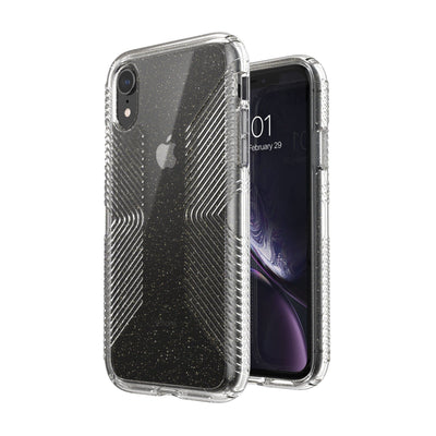 Speck iPhone XR Clear with Gold Glitter/Clear Presidio Perfect-Clear Glitter + Grips iPhone XR Cases Phone Case