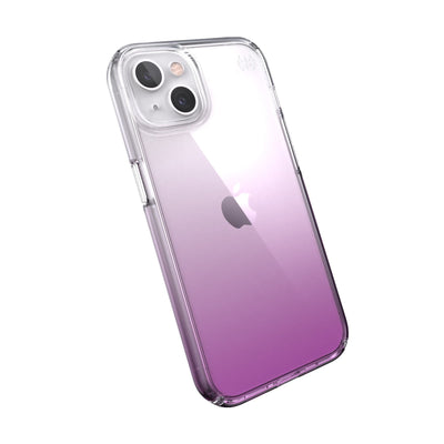 Tilted three-quarter angled view of back of phone case#color_clear-aurora-fade