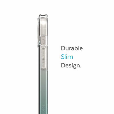 Side view of phone case - Durable slim design.#color_clear-fantasy-teal-fade
