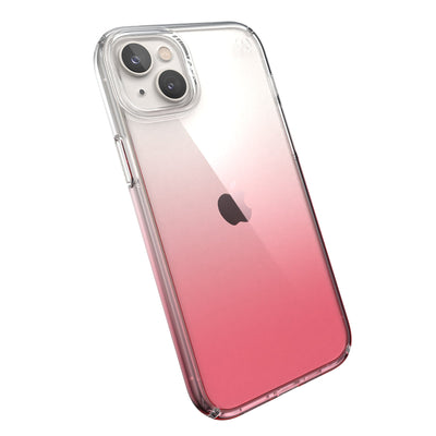 Tilted three-quarter angled view of back of phone case#color_clear-vintage-rose-fade