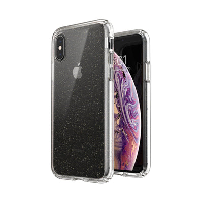 Speck iPhone XS/X Clear with Gold Glitter/Clear Presidio Perfect-Clear with Glitter iPhone XS/X Cases Phone Case