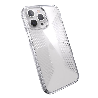 Tilted three-quarter angled view of back of phone case.#color_clear