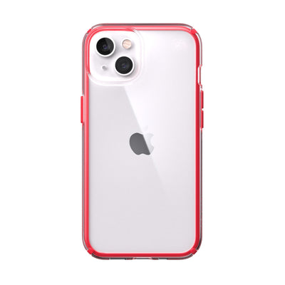 View of the back of the phone case from straight on.#color_clear-unreal-red