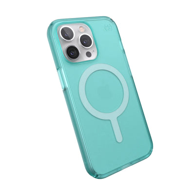 Tilted three-quarter angled view of back of phone case#color_fantasy-teal