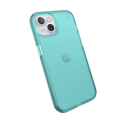 Tilted three-quarter angled view of back of phone case#color_fantasy-teal
