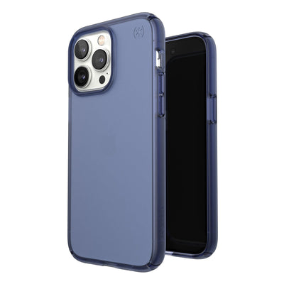 Three-quarter view of back of phone case simultaneously shown with three-quarter front view of phone case#color_coastal-blue