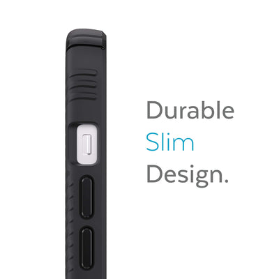 Side view of phone case - Durable slim design.#color_black-black-white