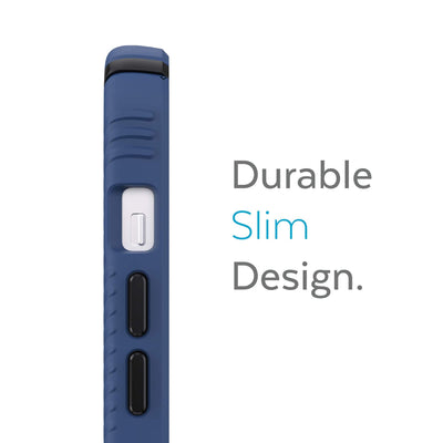 Side view of phone case - Durable slim design.#color_coastal-blue-black-storm-blue