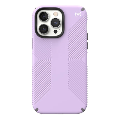View of the back of the phone case from straight on#color_spring-purple-cloudy-grey-white