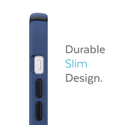 Side view of phone case - Durable slim design.#color_coastal-blue-black-storm-blue