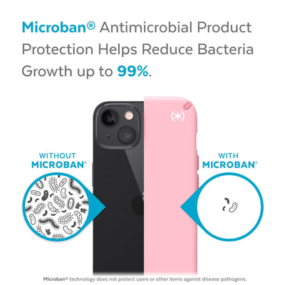 Back view, half without case, other with case, less germs on case - Microban antimicrobial product protection helps reduce bacteria growth up to 99%.#color_rosy-pink-vintage-rose-white