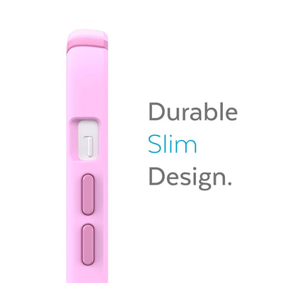 Side view of phone case - Durable slim design.#color_aurora-purple-fresh-pink-white