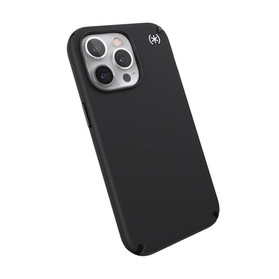 Tilted three-quarter angled view of back of phone case#color_black-black-white