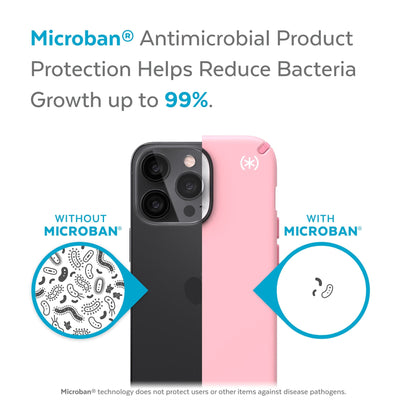 Back view, half without case, other with case, less germs on case - Microban antimicrobial product protection helps reduce bacteria growth up to 99%.#color_rosy-pink-vintage-rose-white
