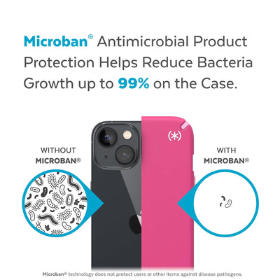 Back view, half without case, other with case, less germs on case - Microban antimicrobial product protection helps reduce bacteria growth up to 99% on the case.#color_digital-pink-blossom-pink-white