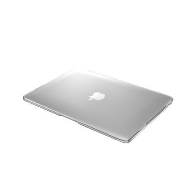 Three-quarter view of the front of the MacBook with the laptop closed.